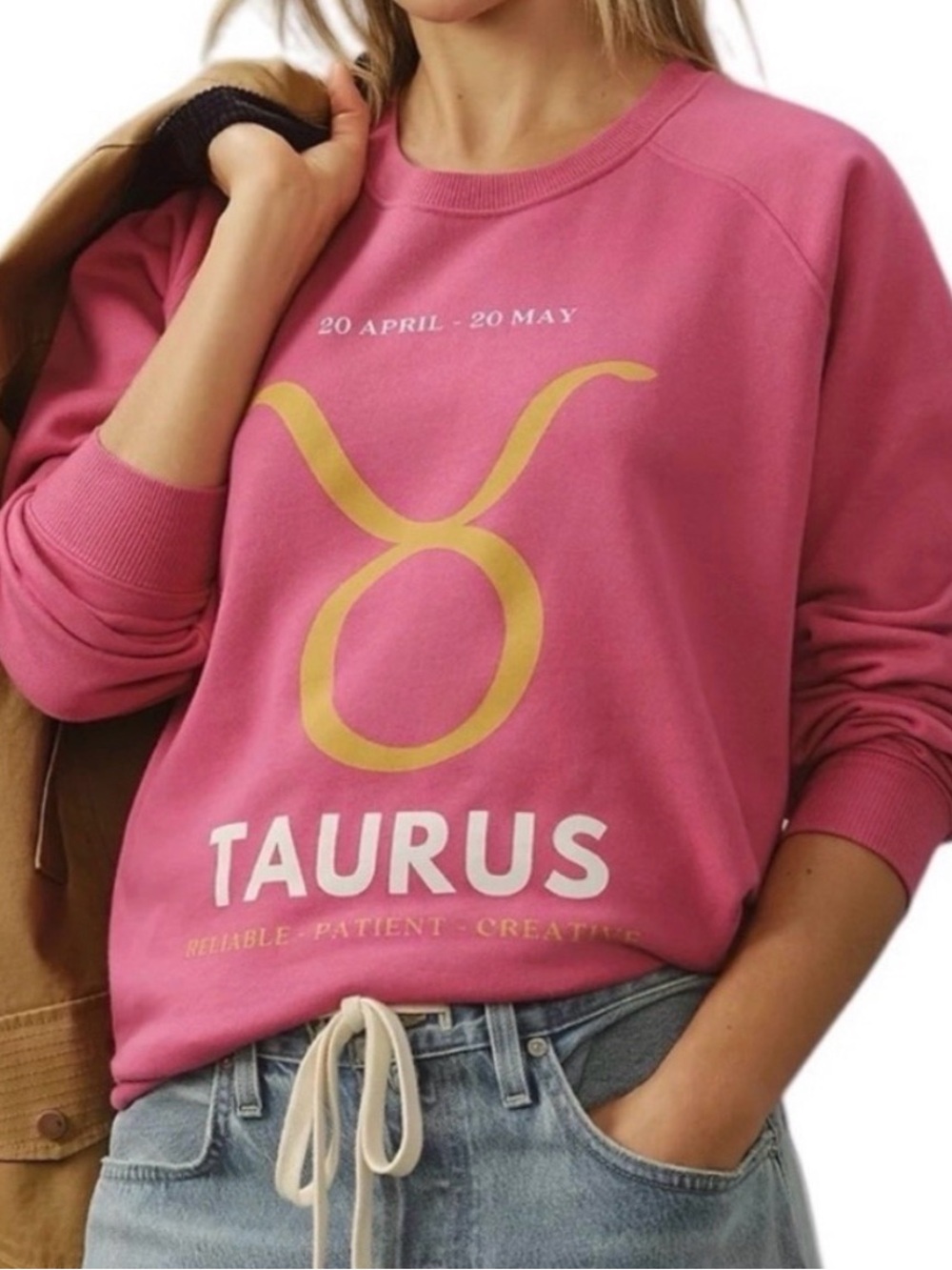 Anthropologie Taurus Graphic Sweatshirt - Pink & Gold